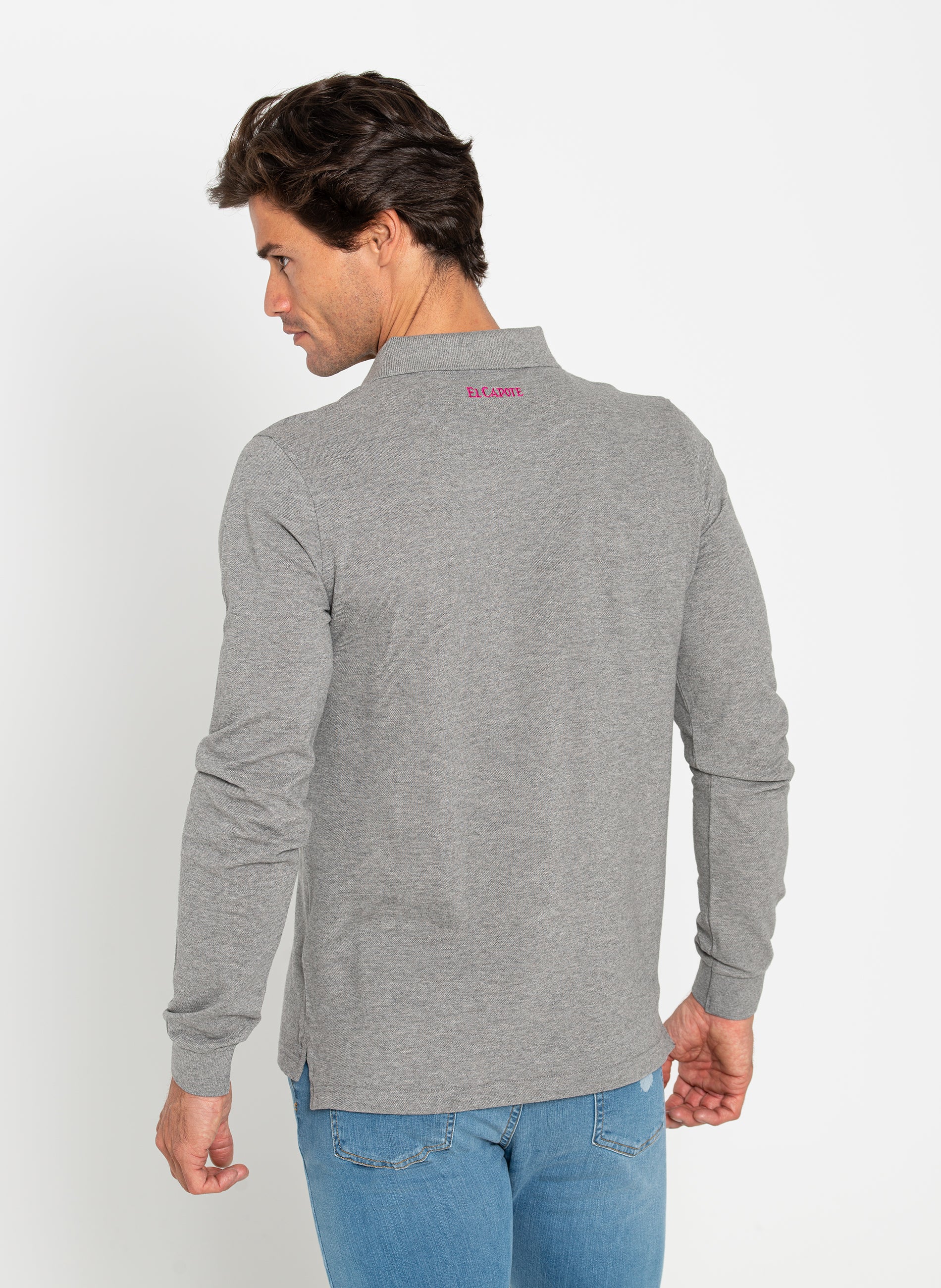 Men's Classic Long Sleeve Gray Polo