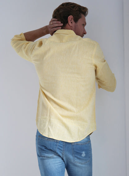 Yellow Linen Man Shirt