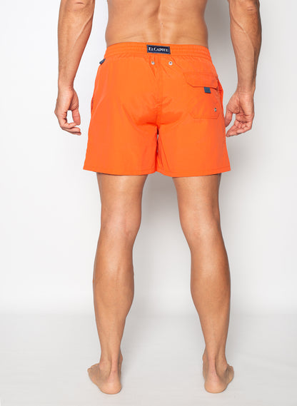 Orange Badeanzug Marineblau Details Mann