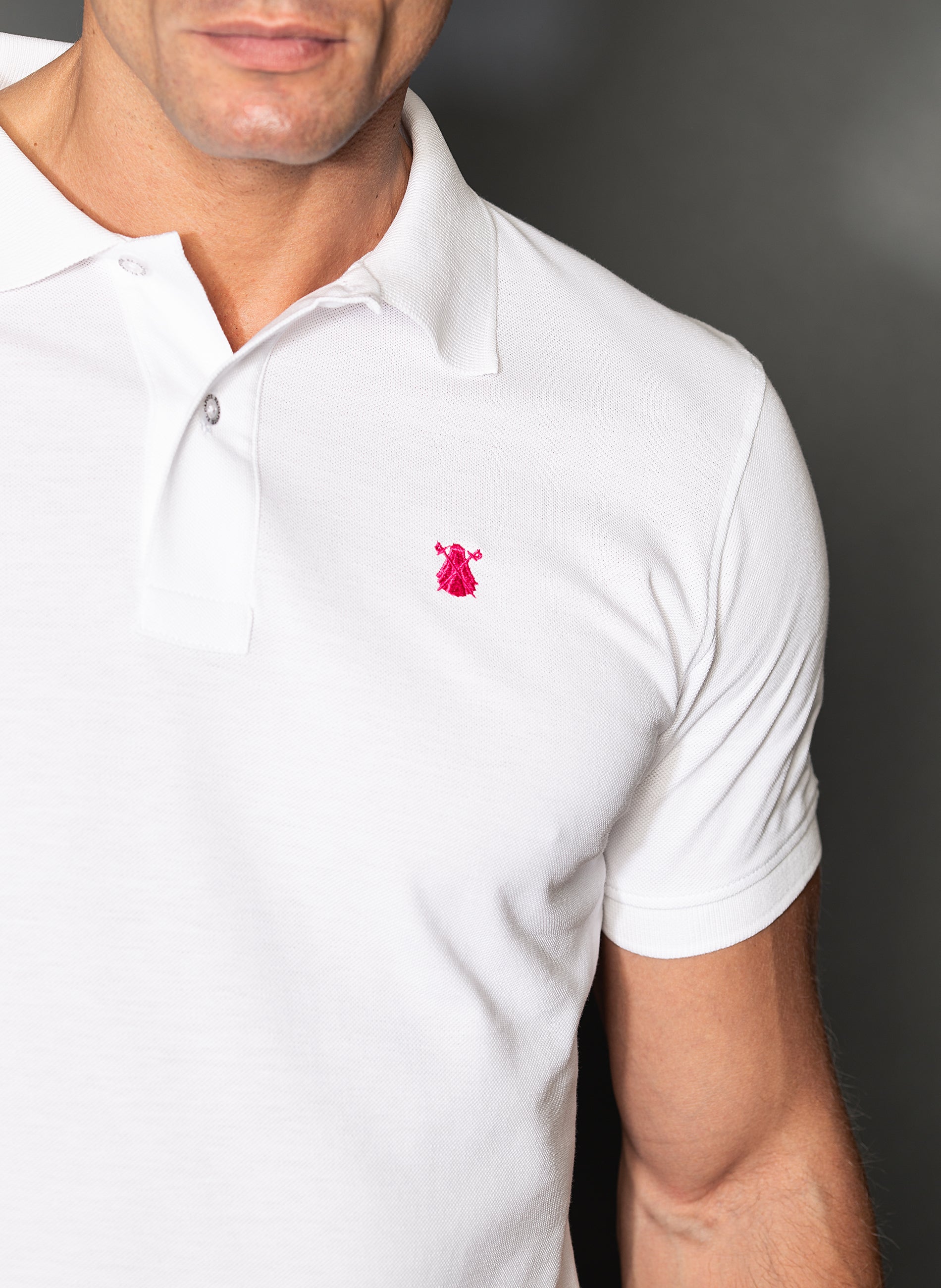 Polo Classic Herren Weiß Logo Pink Capote