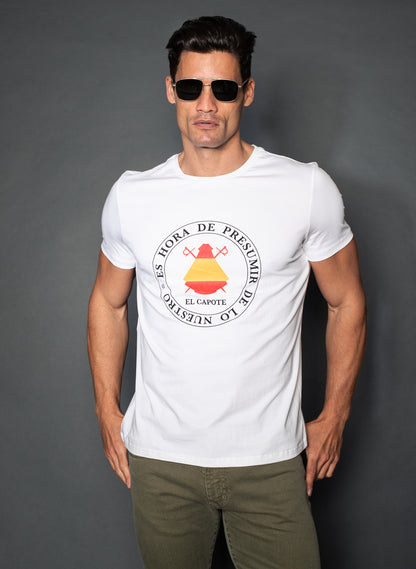 Men's White T-shirt Slogan Spain Circular