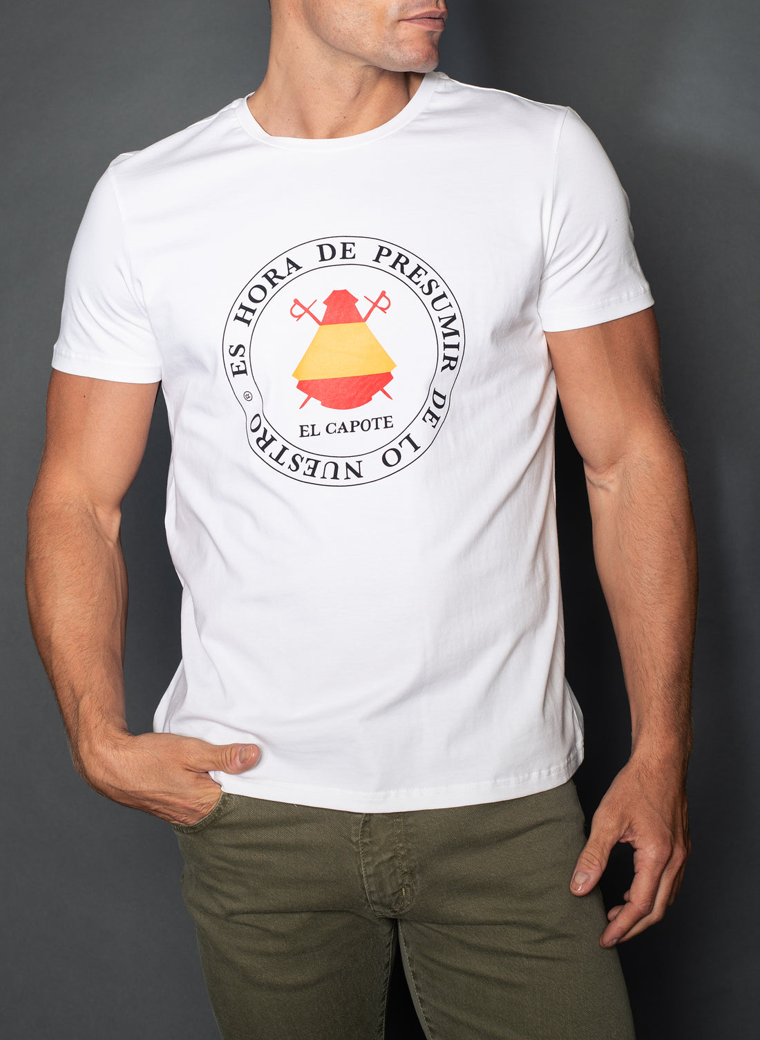 Men's White T-shirt Slogan Spain Circular