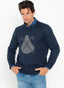 Jersey Hombre Azul Intarsia Capote Gris