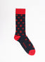 Navy Blue Sock with Red Capes and Crowns 