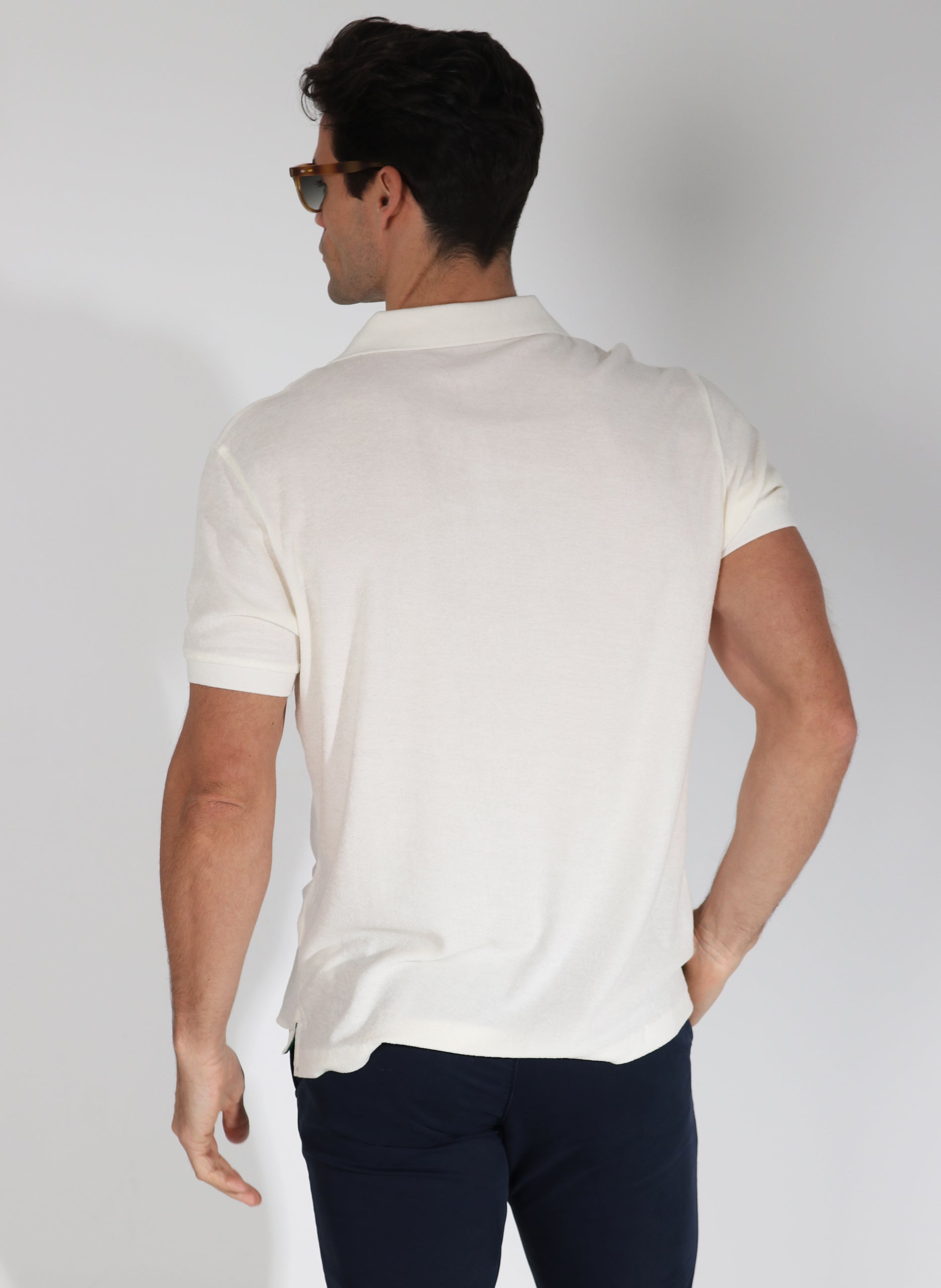 Men's Beige Fine Towel Polo Shirt