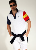 Polo Blanco Manga España Hombre