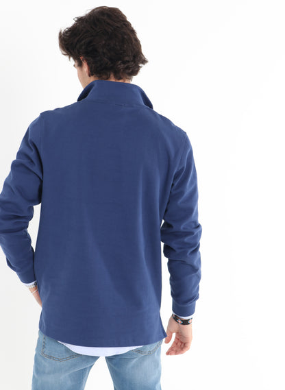 Herren-Sweatshirt mit Reißverschluss am Hals, Blau