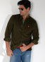 Green Micro Corduroy Man Shirt 