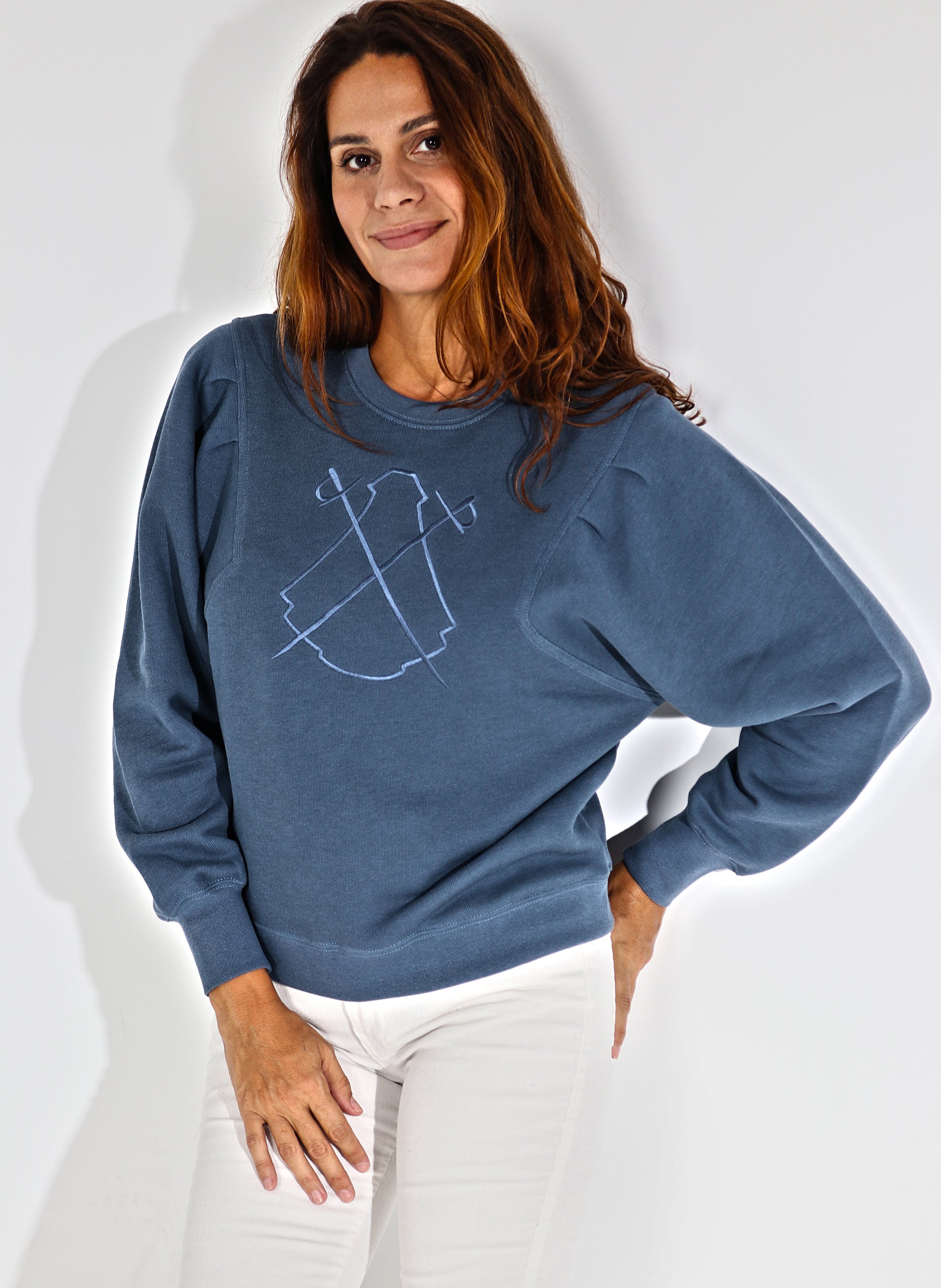 Damen-Sweatshirt Tintenblau Fantasia Sleeve