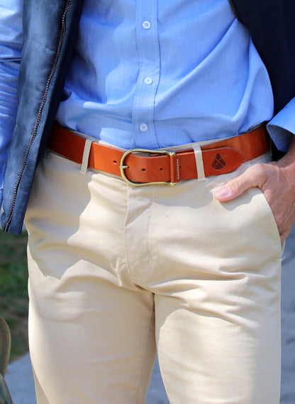 Leather Color Belt with Stirrup Buckle