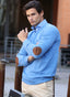 Light Blue V-Neck Man Sweater Elbow Patches