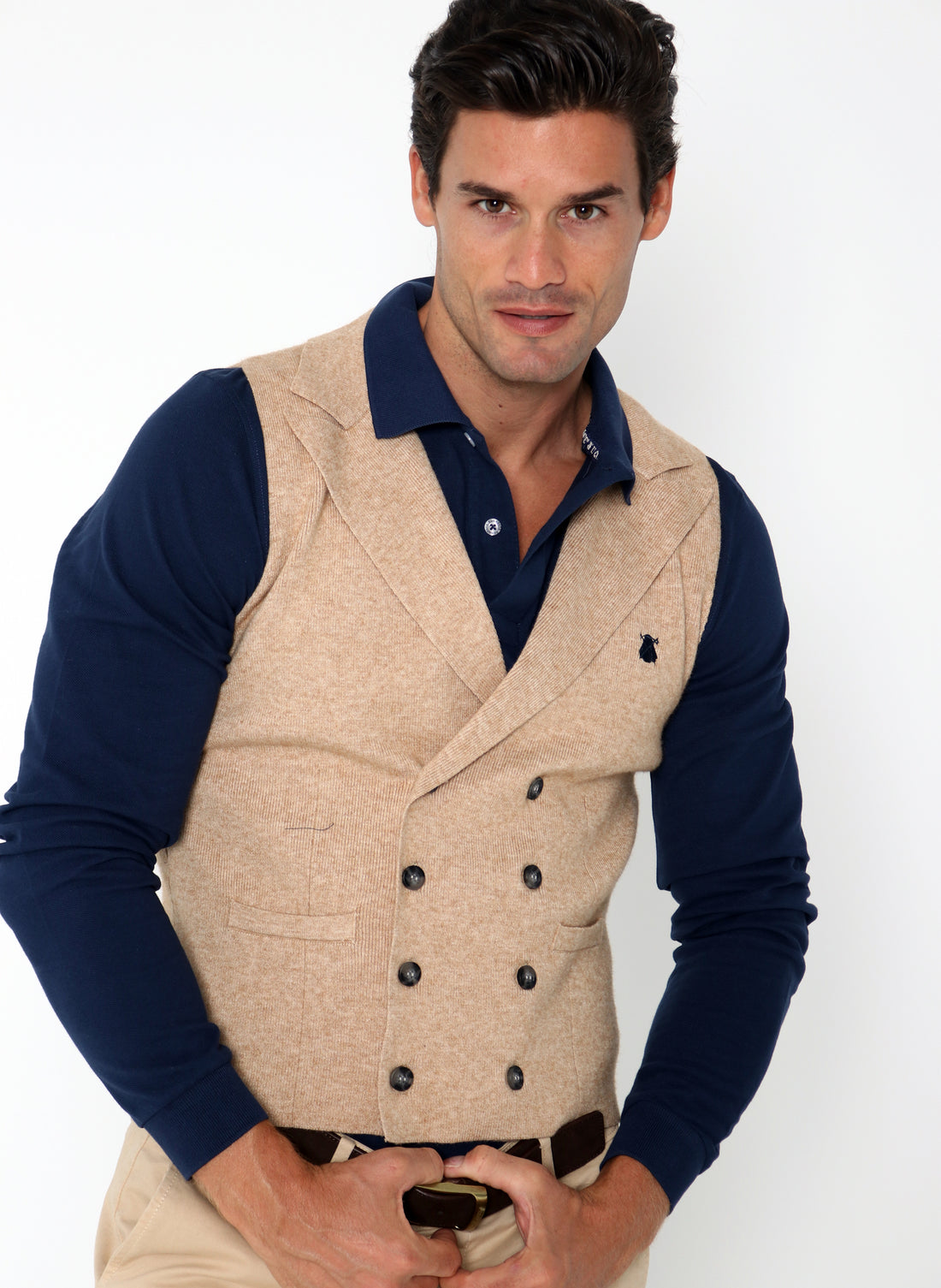 Gilet Campero in camel maille pour homme