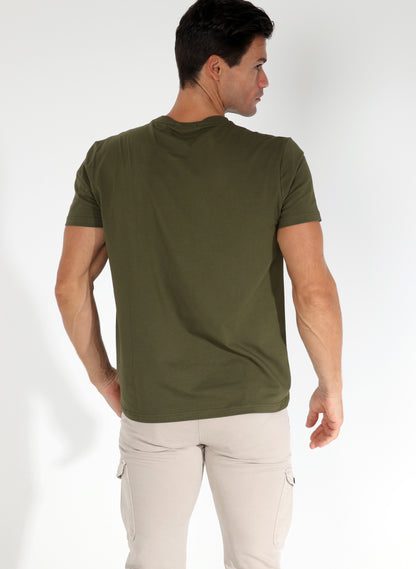 Khaki Green Men's T-shirt Homage to Hernán Cortés