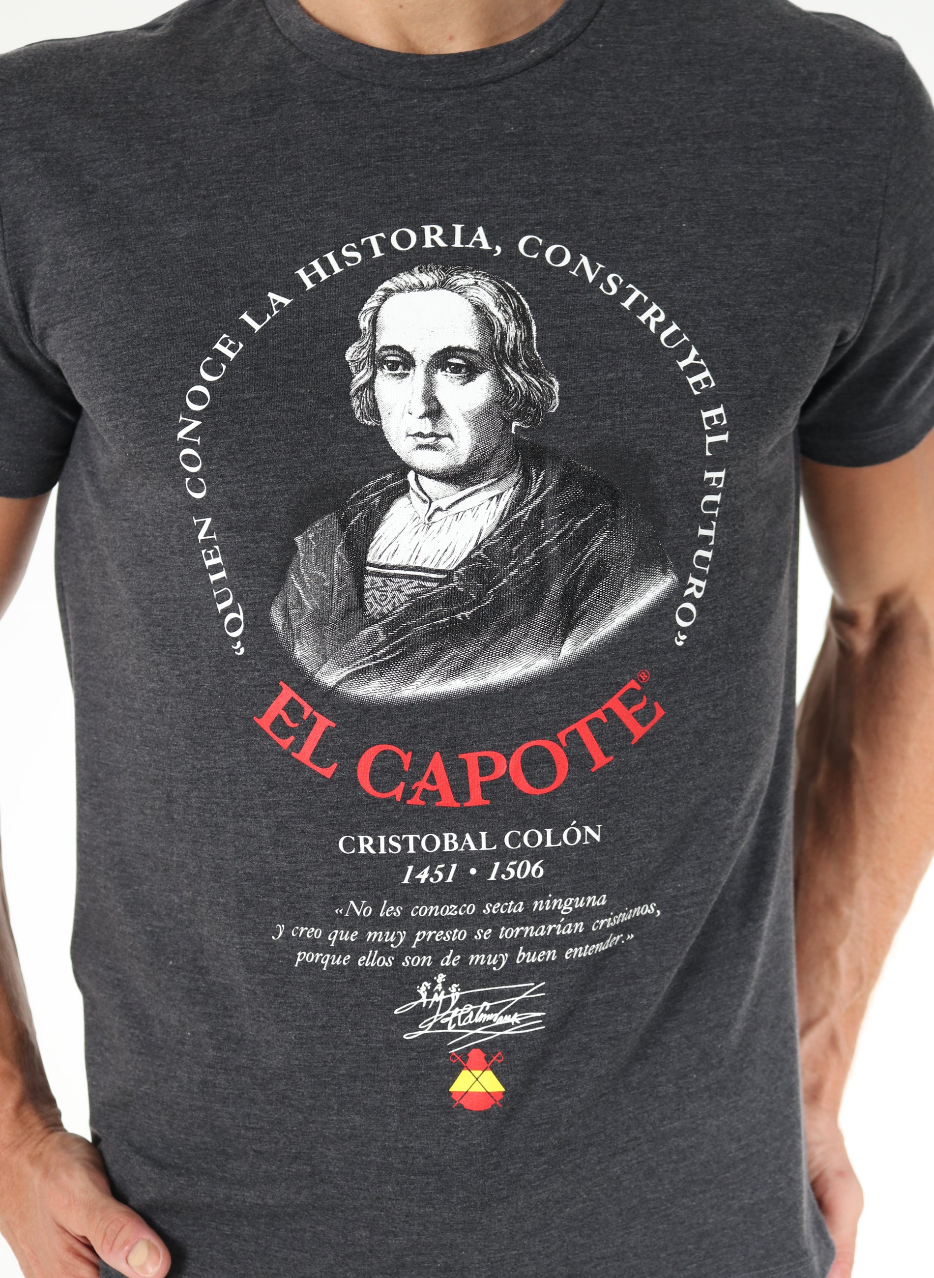 Antraciet heren T-shirt Eerbetoon aan Christopher Columbus