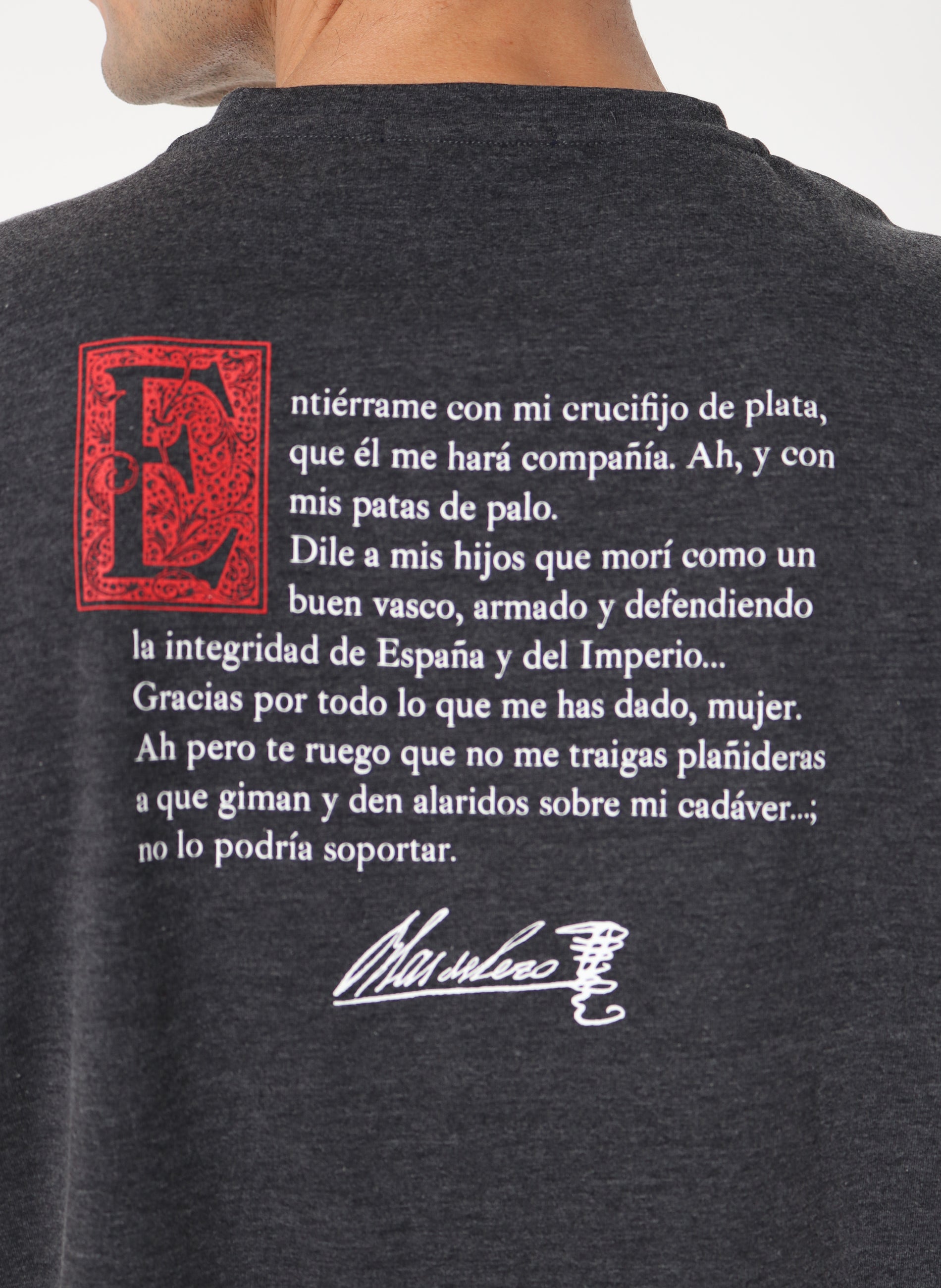 Anthrazitfarbenes T-Shirt Hommage an Blas de Lezo Man