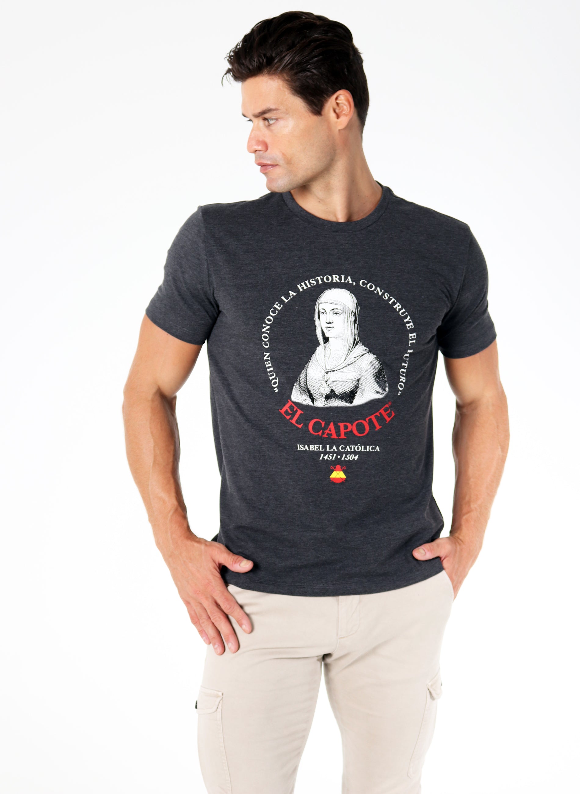 Anthracite T-shirt Tribute to Isabel the Catholic Man