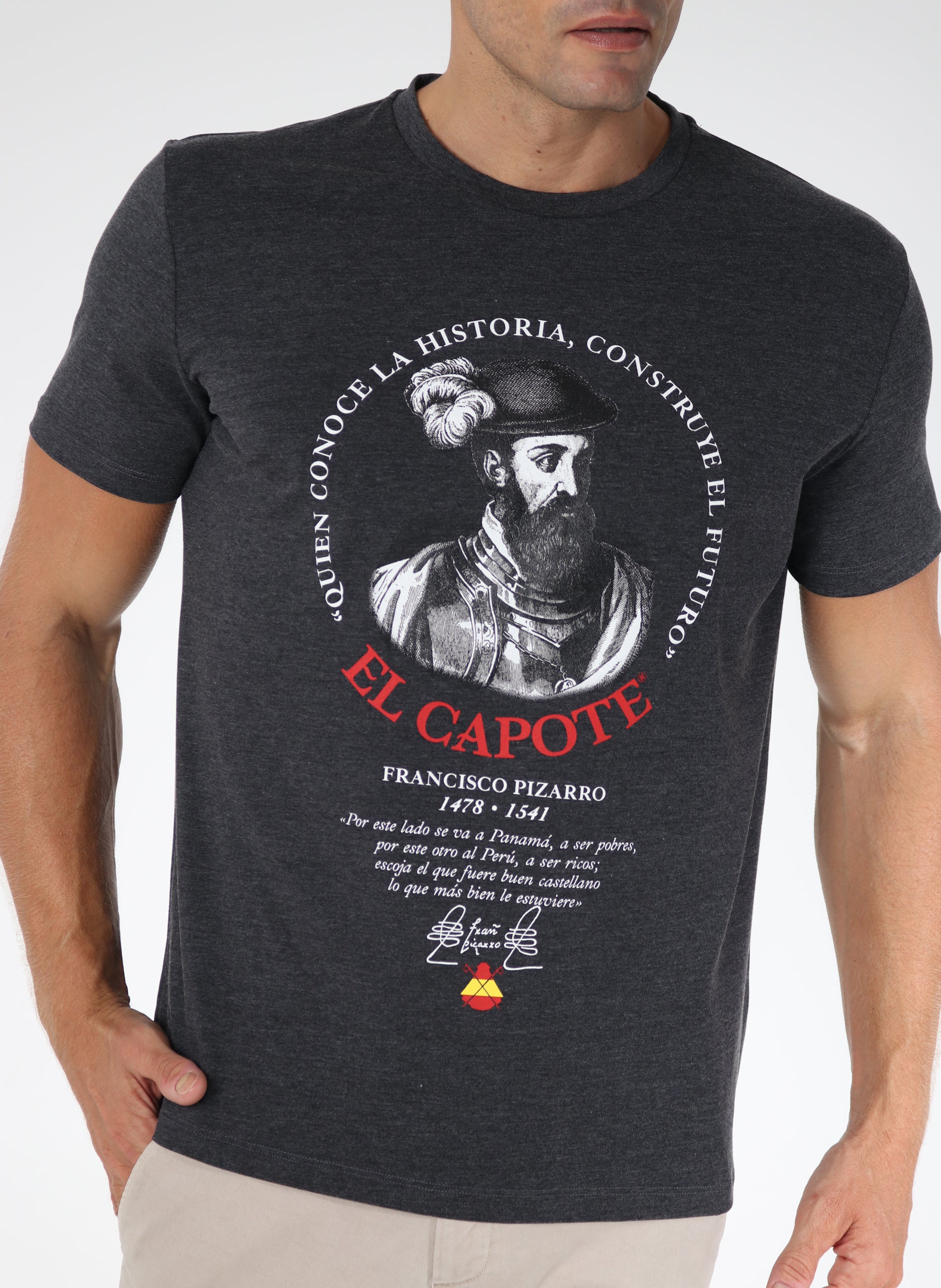 Camiseta Hombre Antracita Homenaje a Pizarro