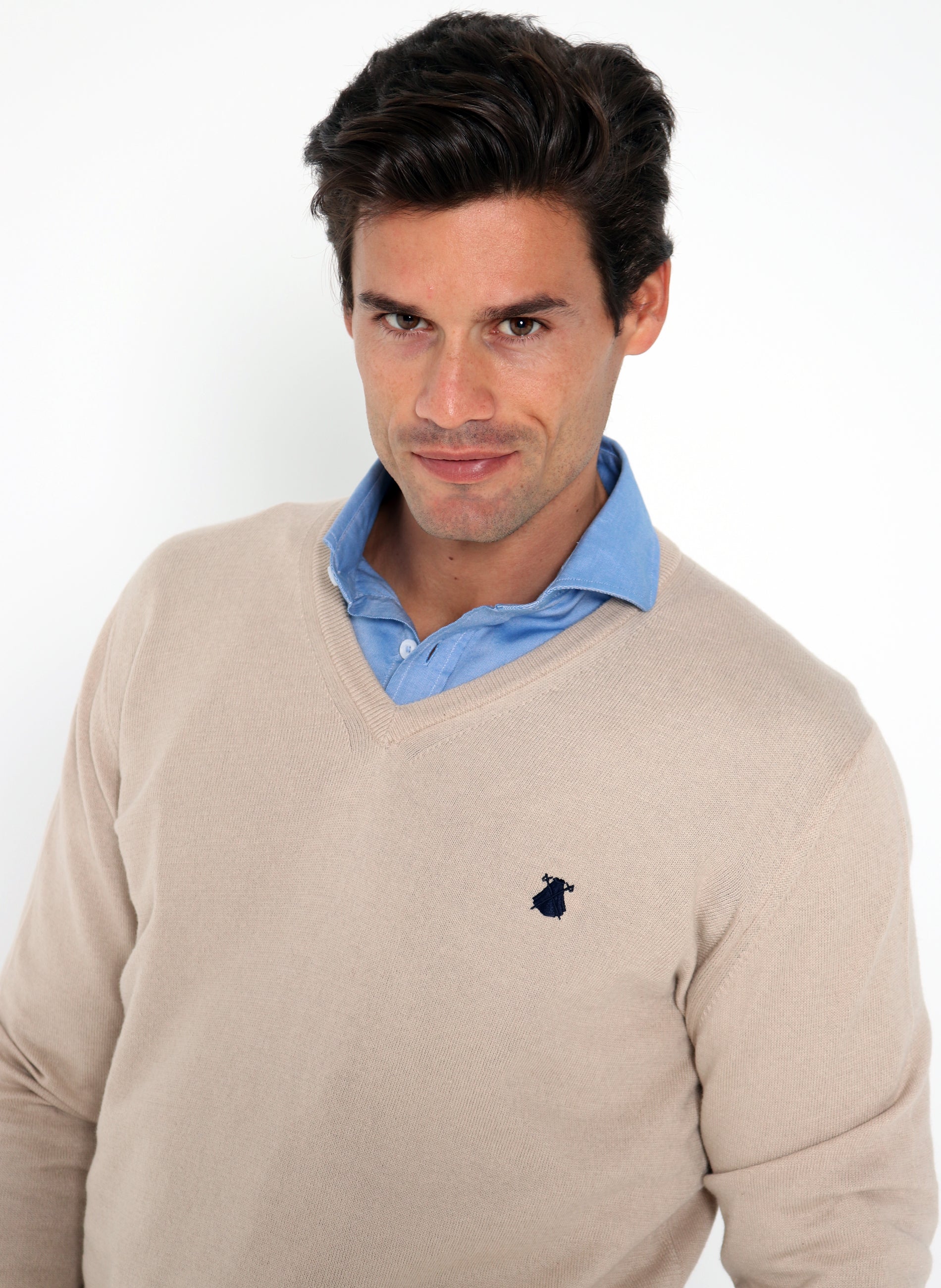 Jersey Pico Hombre Camel Cashmere El Capote