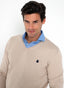 Men's V-neck Sweater Camel Cashmere