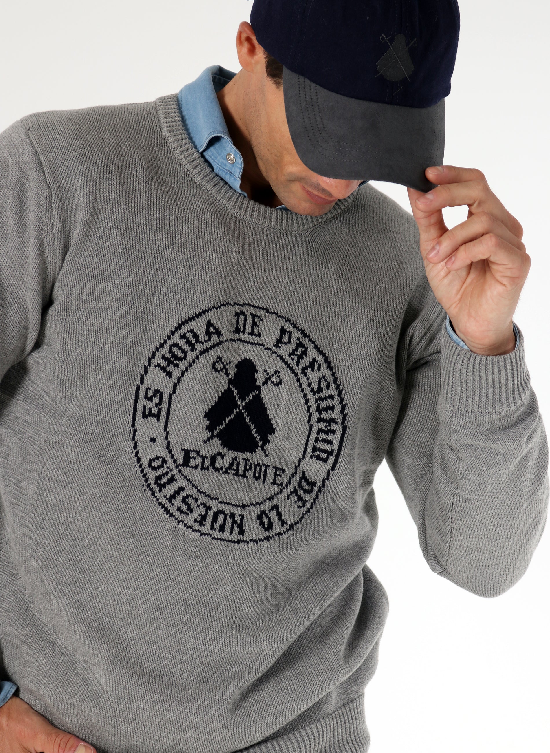 Men's Sweater Gray Circular Slogan