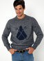 Pull Cape Homme Gris Intarsia Bleu Marine