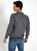 Pull Cape Homme Gris Intarsia Bleu Marine