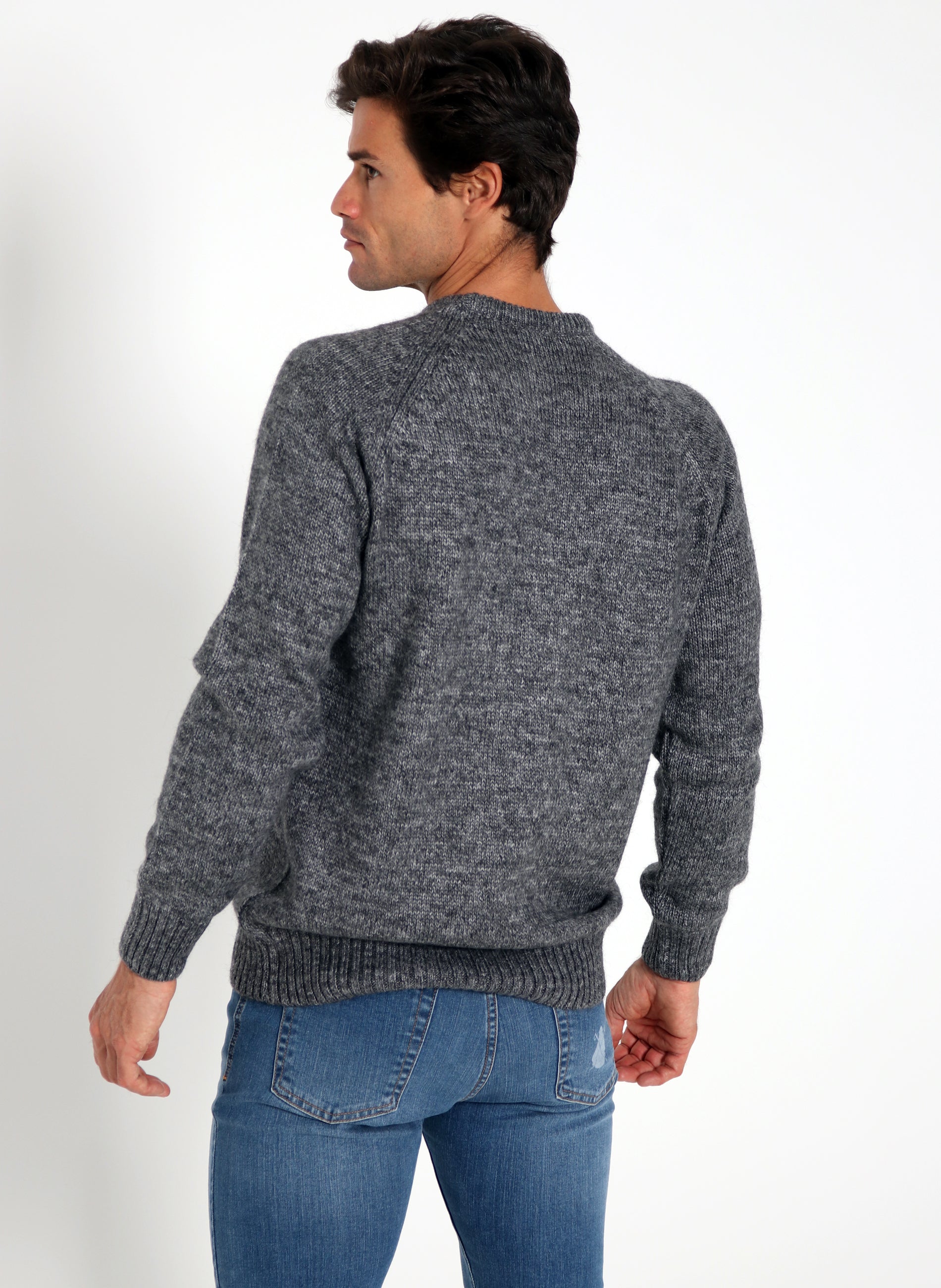 Grijze Intarsia Navy Cape-sweater voor heren