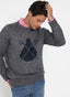 Men's Gray Intarsia Navy Cape Sweater