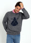 Pull Cape Homme Gris Intarsia Bleu Marine