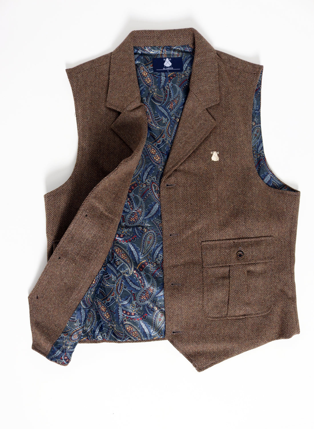 Men's Brown Herringbone Dress Vest