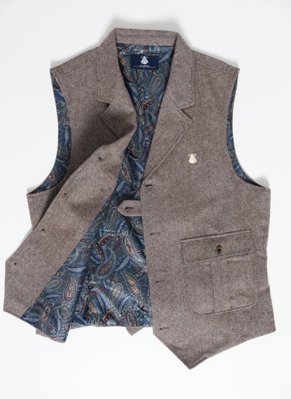 Men's Gray Herringbone Dress Vest