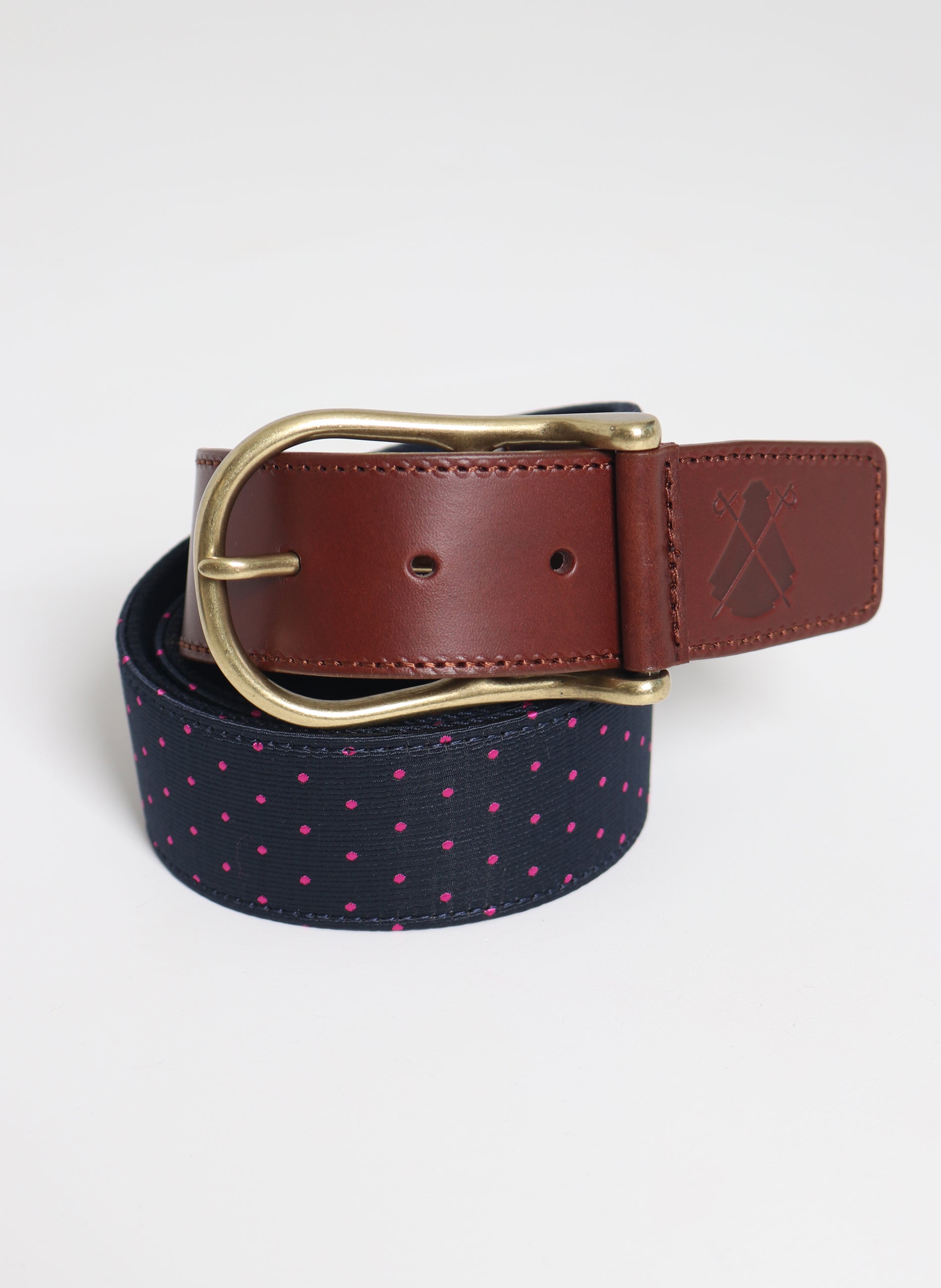 Blue Belt with Pink Polka Dots