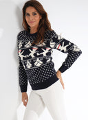 Pull Femme Noël Bleu 