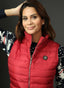 Gilet en plumes grenat pour femmes