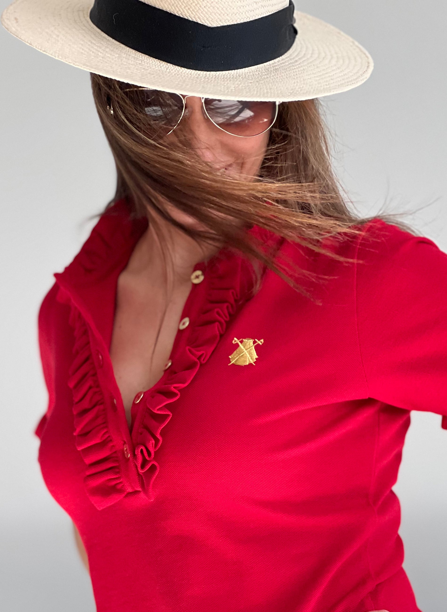 Polo Mujer Volantes Rojo