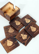 Boîte de 6 sous-verres en bois de pin