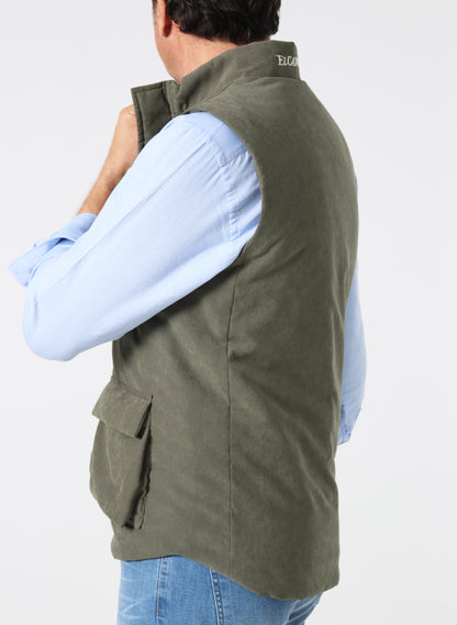 Multi-pocket Green Man Velvet Vest