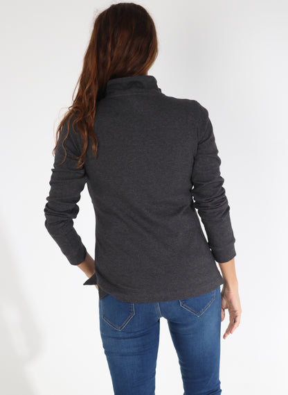 Damen-Sweatshirt mit Reißverschluss am Hals Grau
