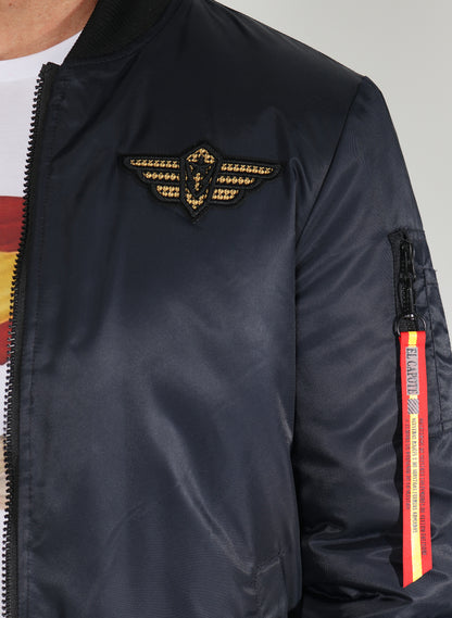Wendbarer Patch-Bomber für Herren in Marineblau und Khaki