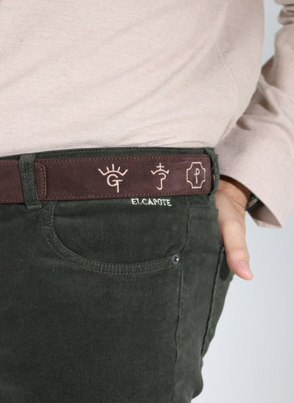 Dunkelgrüne Herrenhose aus Microcord