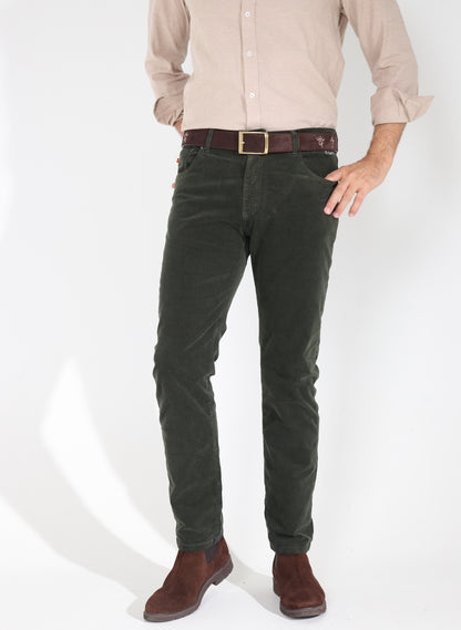 Dunkelgrüne Herrenhose aus Microcord