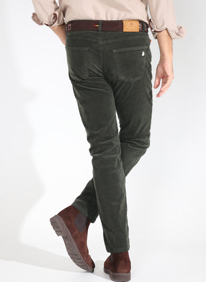Dunkelgrüne Herrenhose aus Microcord