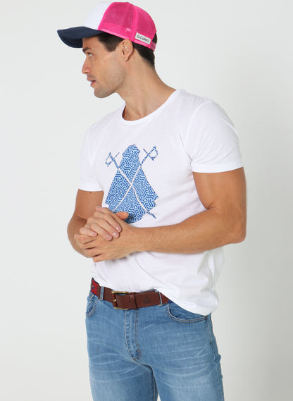 Weißes T-Shirt für Männer Multilogos