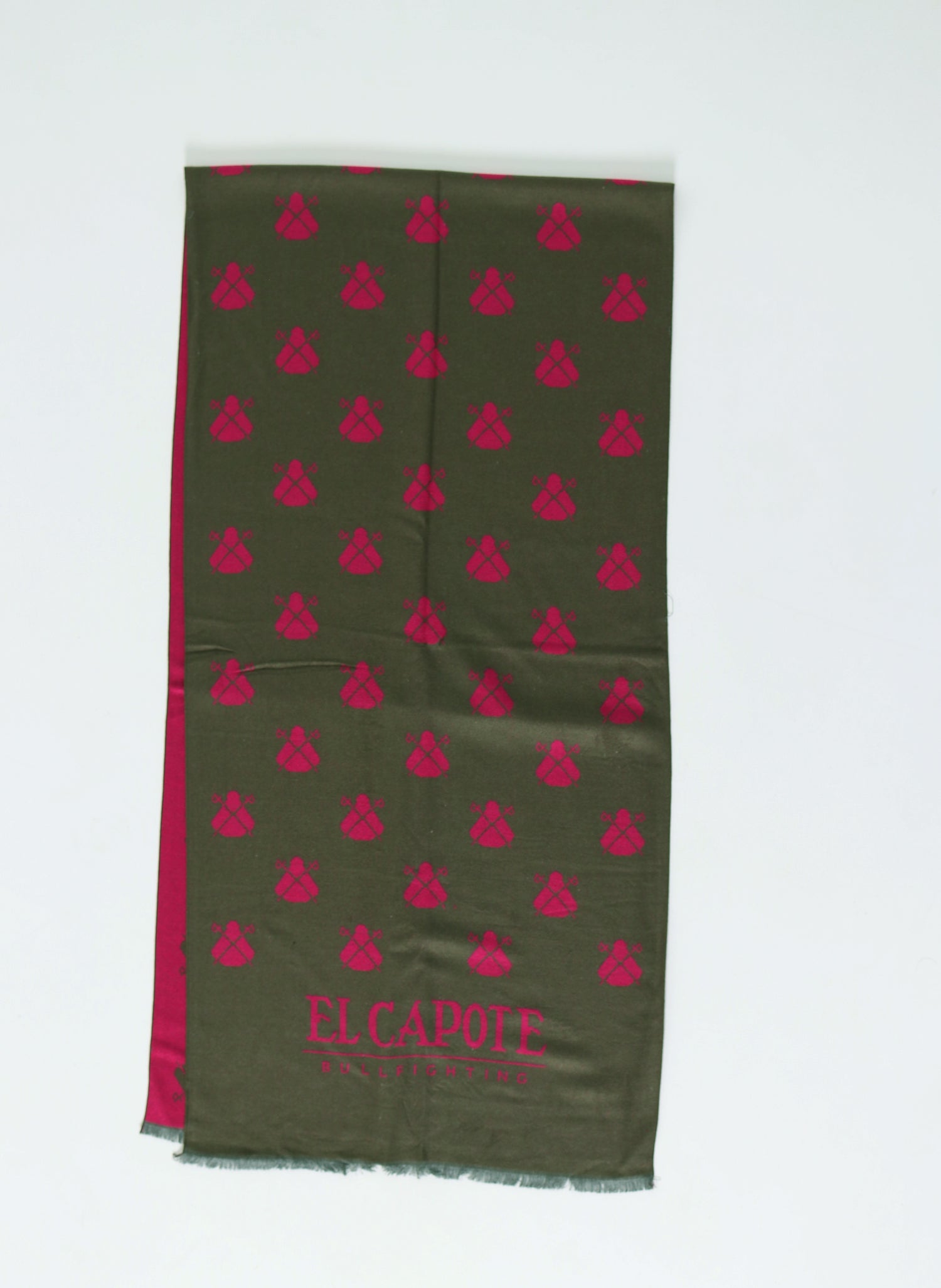 Kakigrüner Schal mit Rosa Capote-Print