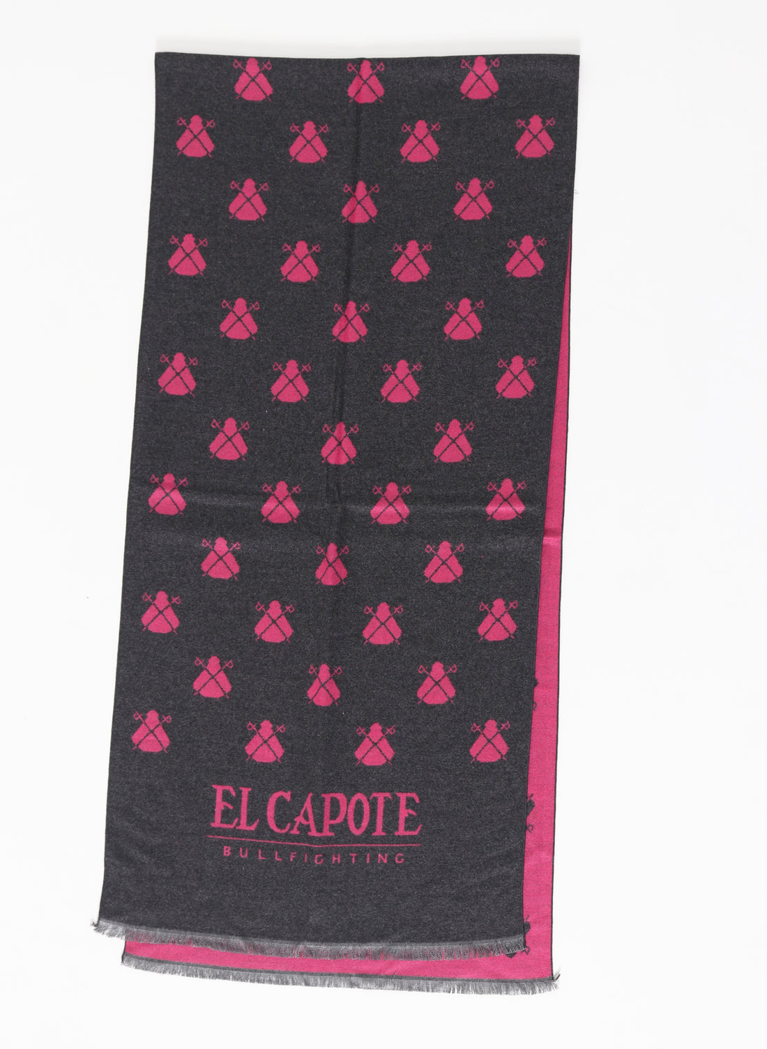 Grauer Schal mit rosafarbenem Capote-Print