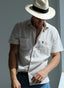 Men's Beige Linen Shirt Short Sleeve Two Pockets