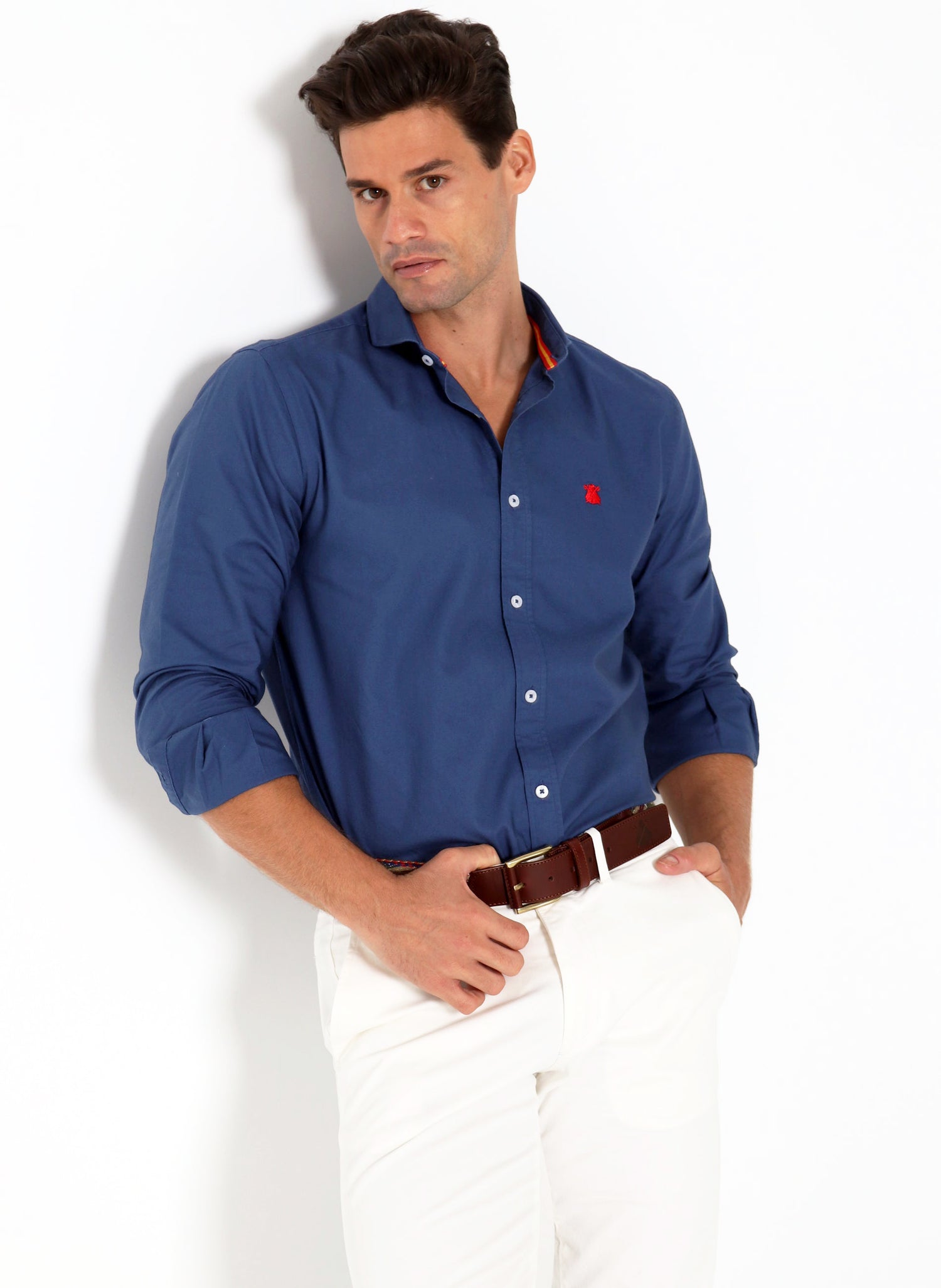 Camisa Hombre Oxford Azul Cinta España
