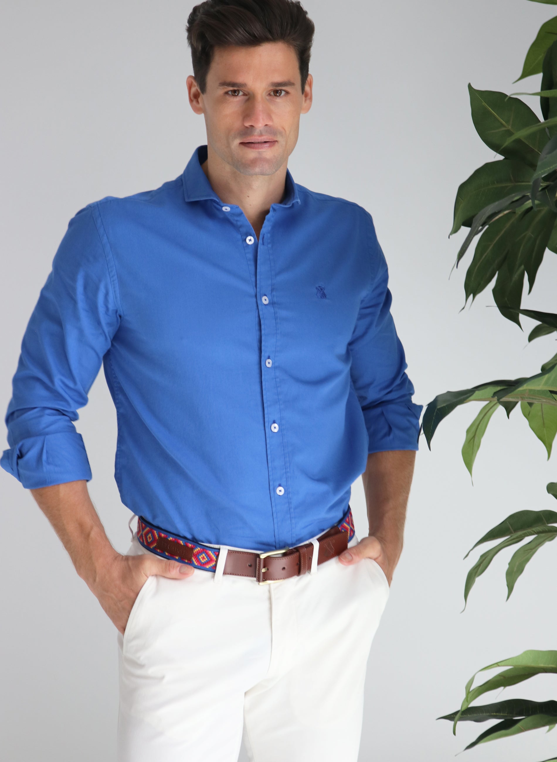 Blue Men's Shirt Garment Dye x Bertín Osborne
