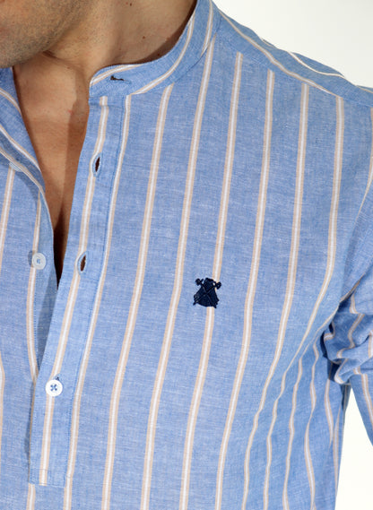 Hemd mit doppeltem hellblauem Faden und Polka Dots für Herren