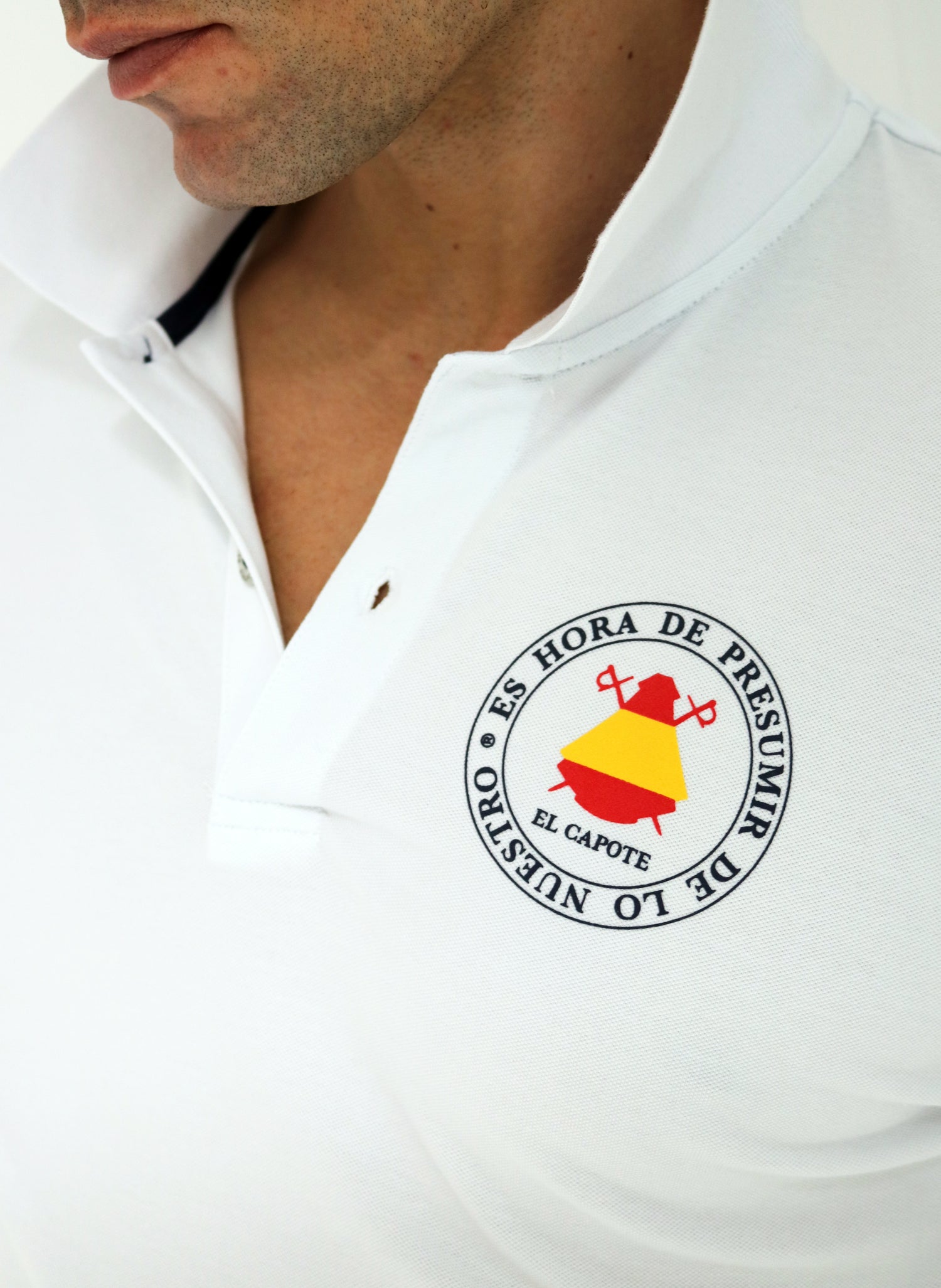 Polo Homme Blanc Slogan Spain